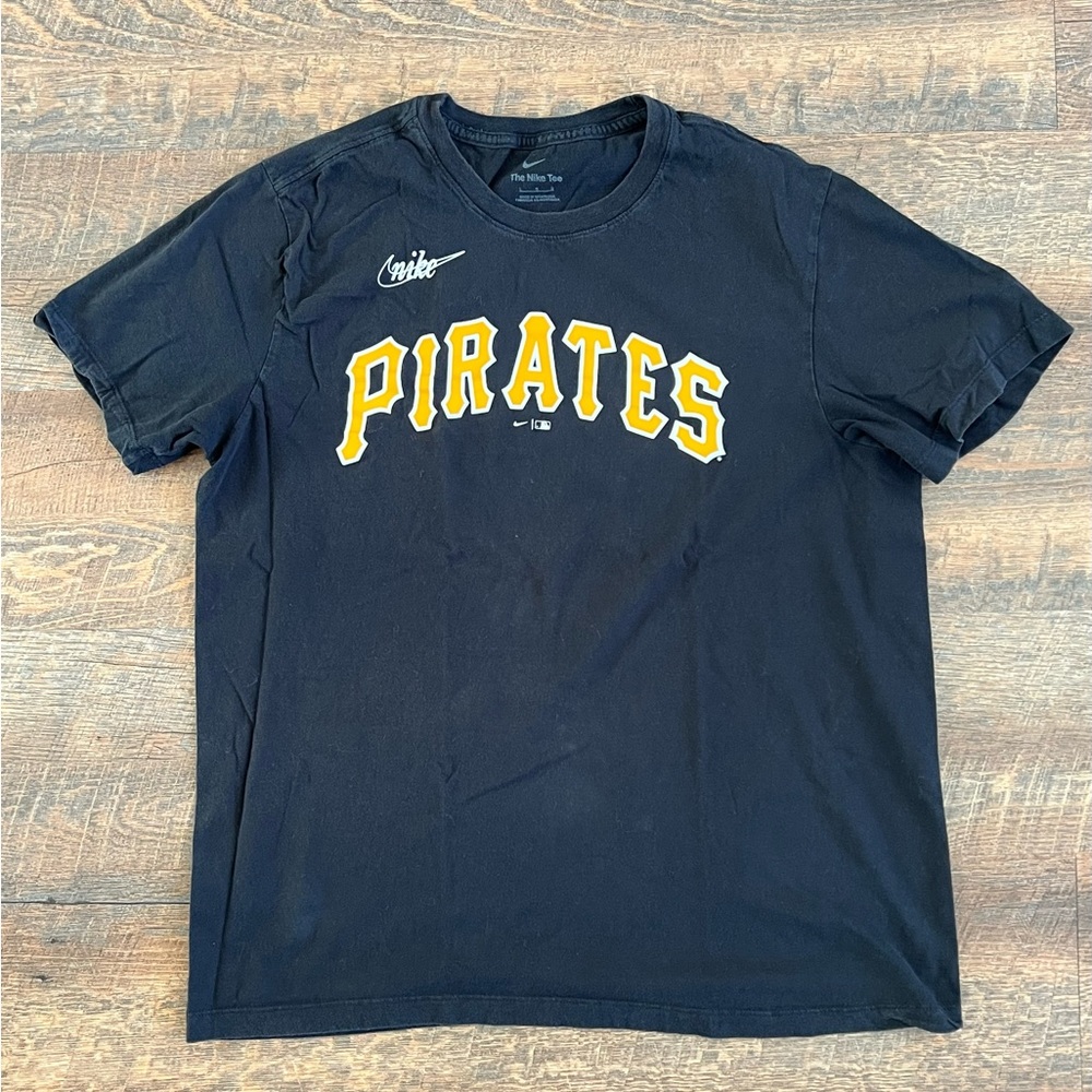 Nike Black T-Shirt with Yellow Pirates Logo